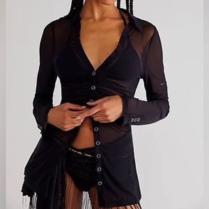 Free People Solid Lucky Mesh Shirtee
